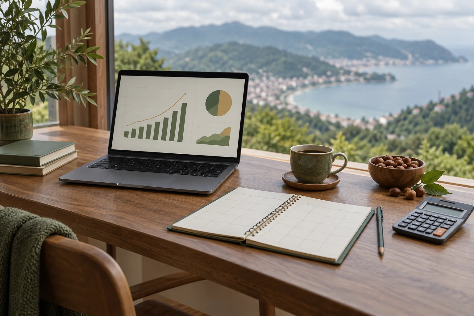 SEO bütçesi ve içerik planını temsil eden çalışma masası